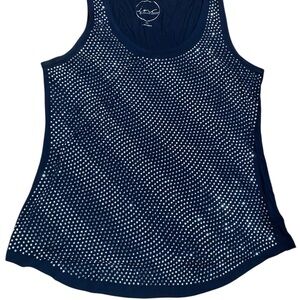 INC International Concepts Blue and White Sleeveless Tank Top